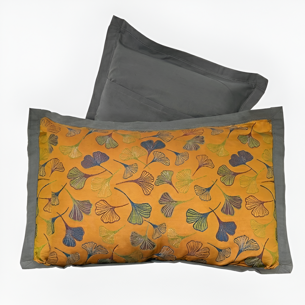 Fundas de Almohada con Hojas de Ginkgo – Fundas Bordadas de Algodón