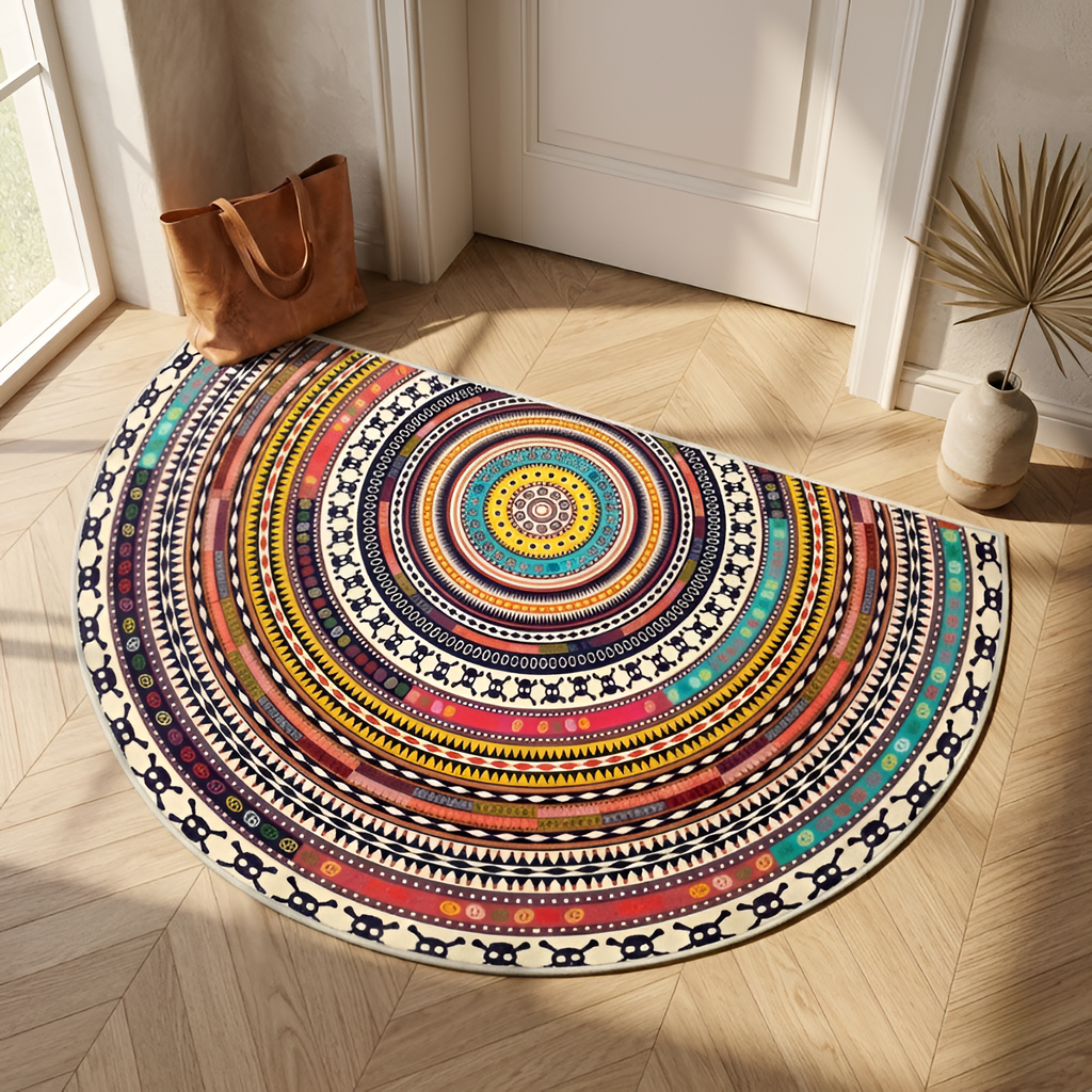Alfombra Bohemia Mandala – Alfombra Semicircular Decorativa
