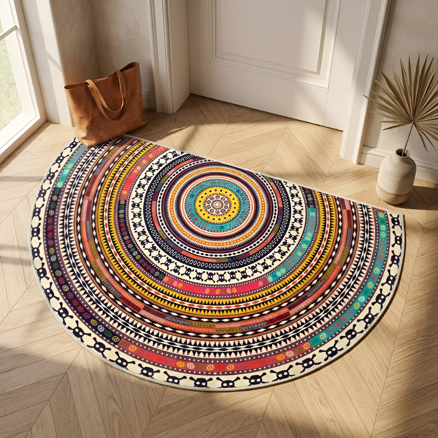 Alfombra Bohemia Mandala – Alfombra Semicircular Decorativa