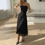 Vestido Midi Corte A Escote Cuadrado Para Mujer - Invitada De Boda