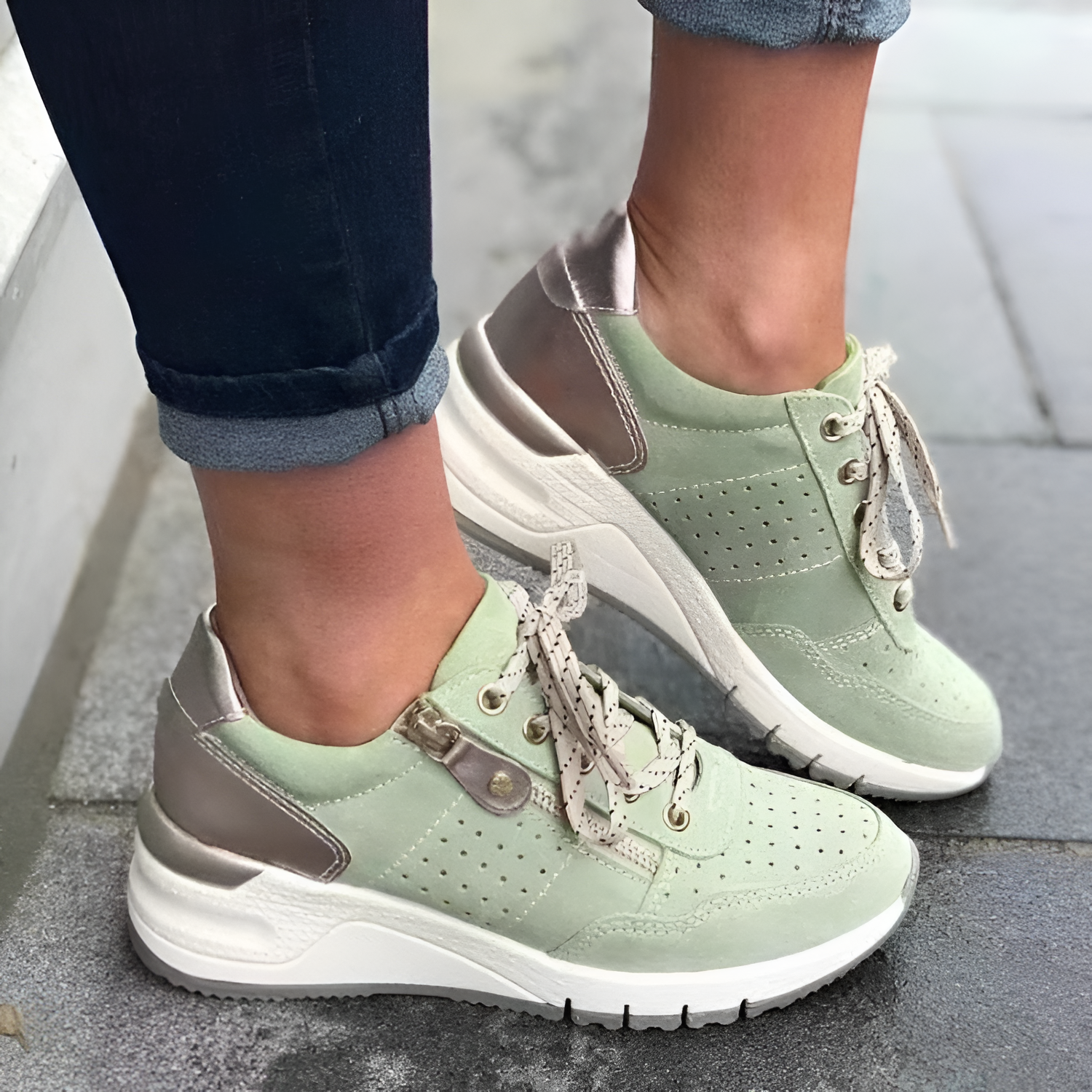 Tenis Para Mujer Con Cremallera Lateral Y Cordones - Brunch De Fin De Semana