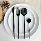 Juego de Cubiertos Minimalista Negro - Servicio de Mesa Moderno