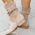 Botas de Media Pantorrilla con Diseño Holgado para Mujer con Cremallera Lateral - Brunch de Fin de Semana