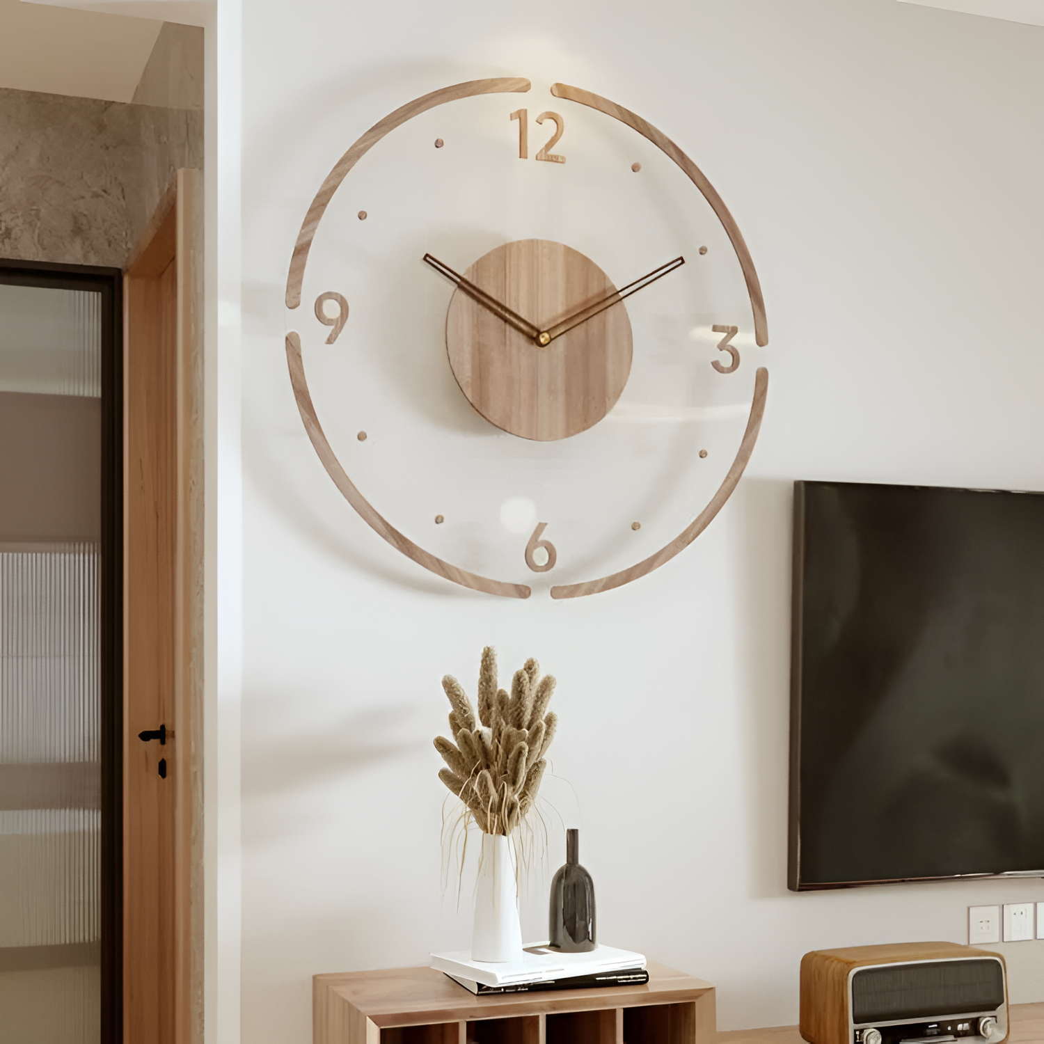 Reloj Pared Silencioso Minimalista - Madera