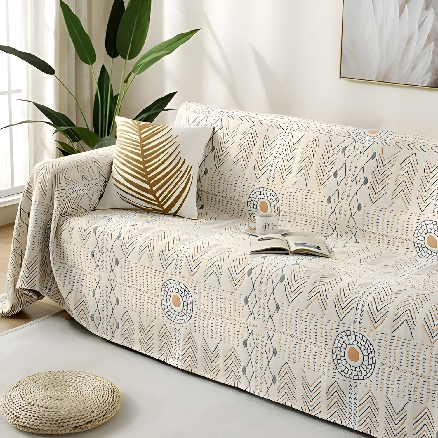 Manta reversible con motivos tribales – Manta decorativa