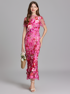 Vestido De Mujer De Manga Corta Bordado - Boda De Verano