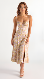 Vestido Midi Corte Línea A Para Mujer - Fiesta De Primavera En El Jardín