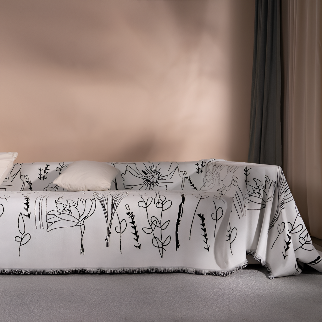 Manta decorativa botánica - Reversible para sofá