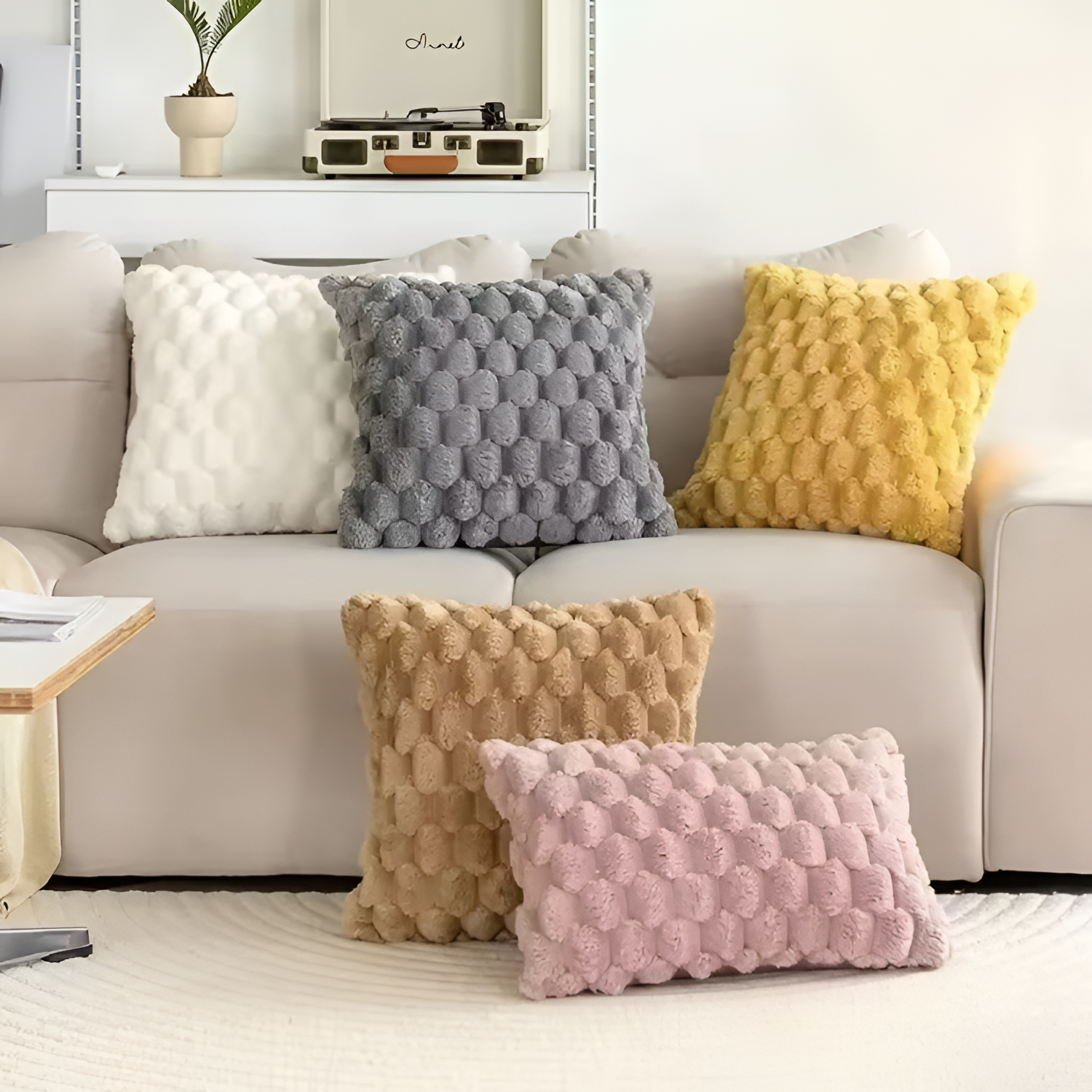 Funda de Cojín con Textura Relieve - Decoración de Hogar