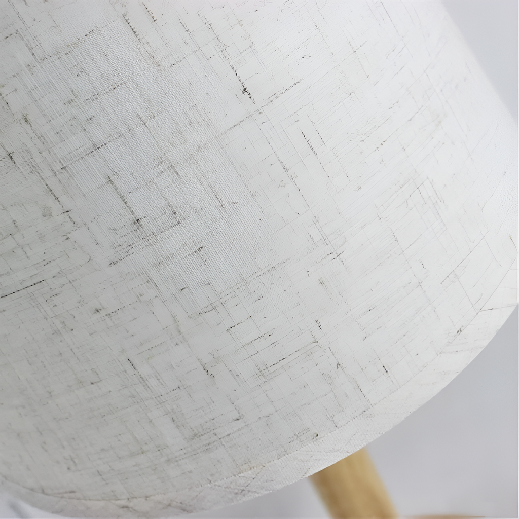 Lámpara de Mesa Cilíndrica - Base de Madera y Pantalla Textil