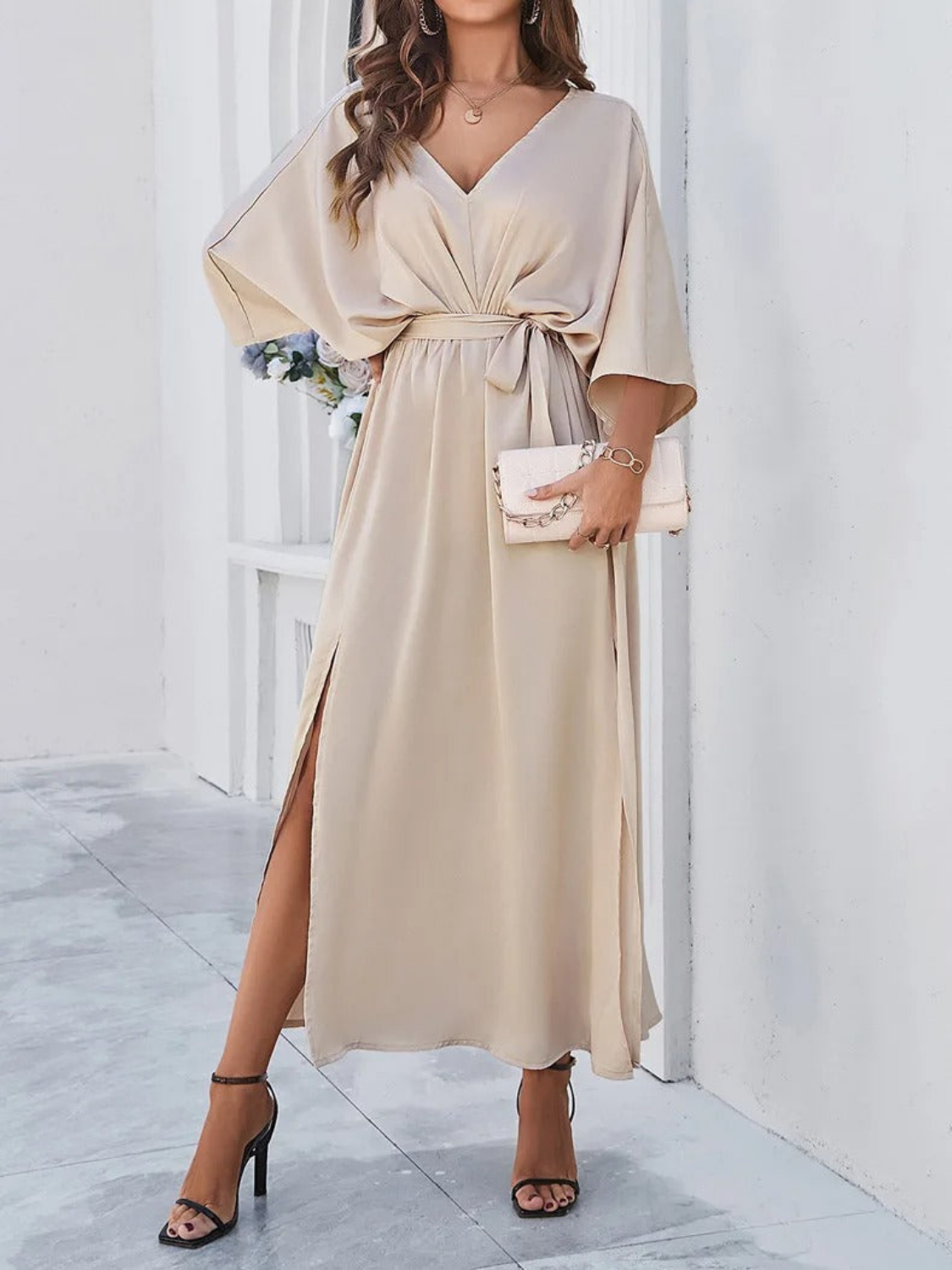 Vestido Largo De Mujer Con Cuello en V - Para Invitadas a Una Boda