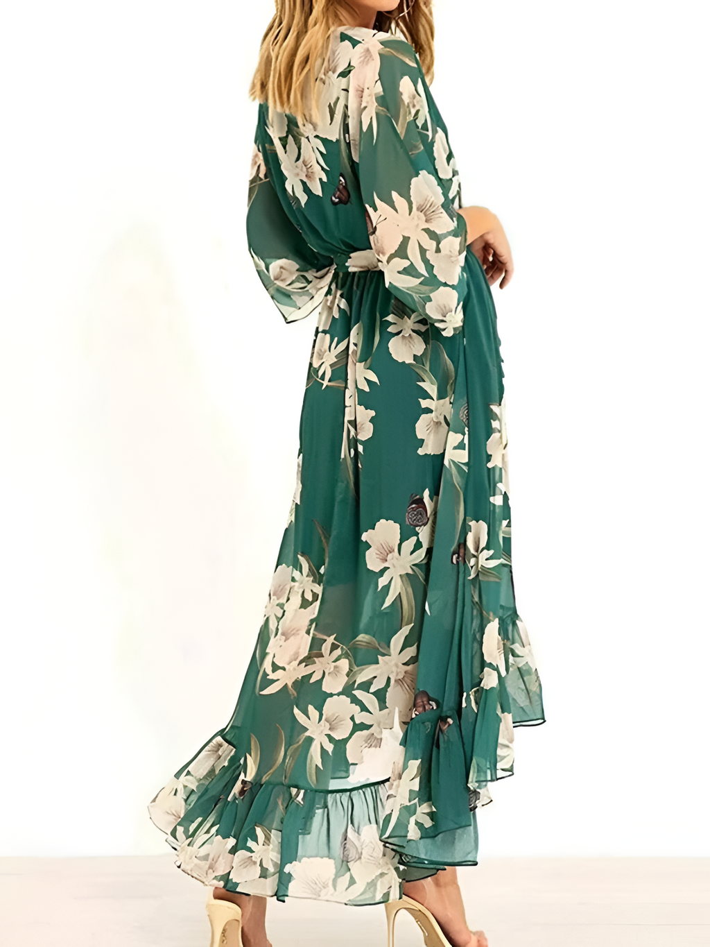 Vestido Floral Con Cuello En V Para Mujer - Fiesta De Jardín De Primavera