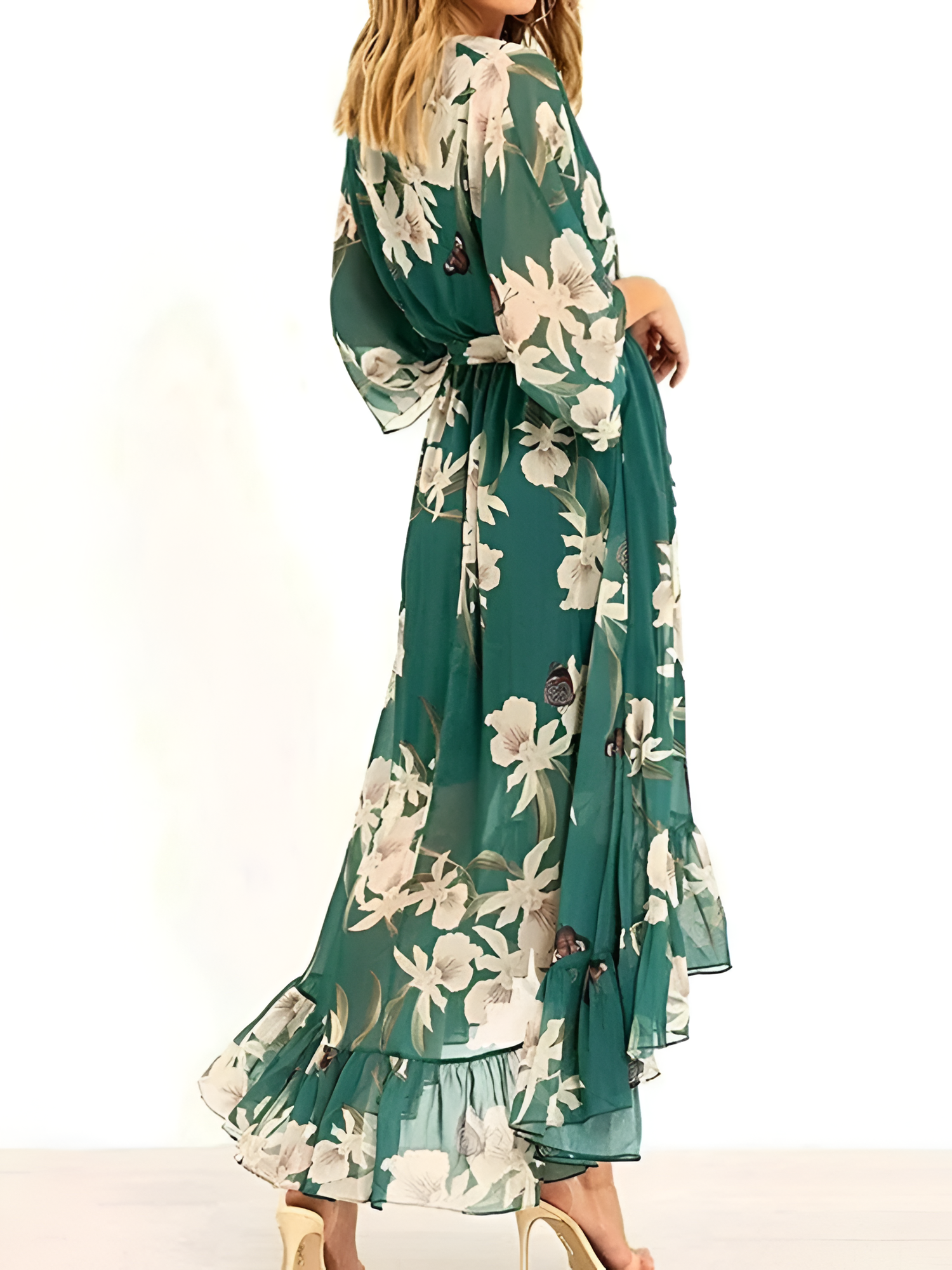 Vestido Floral Con Cuello En V Para Mujer - Fiesta De Jardín De Primavera