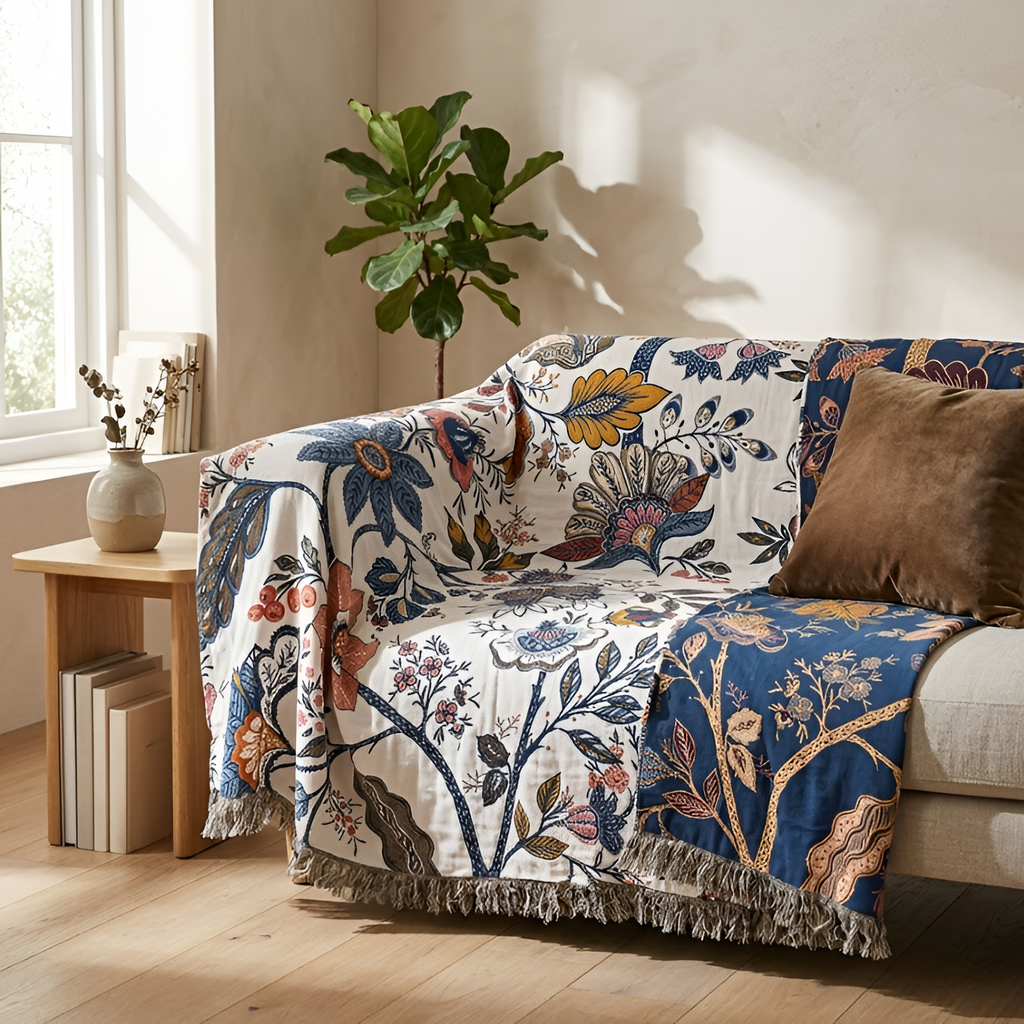 El Cojin Decorativo De Tapiz Floral - Manta de algodón