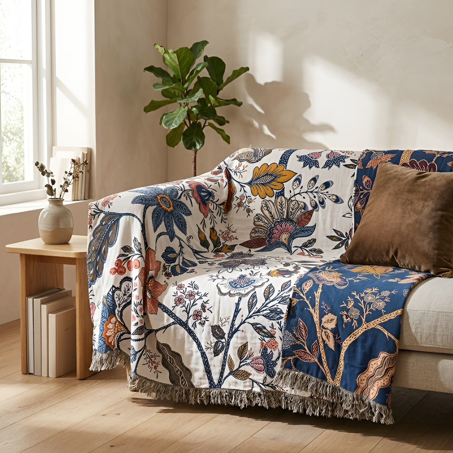El Cojin Decorativo De Tapiz Floral - Manta de algodón