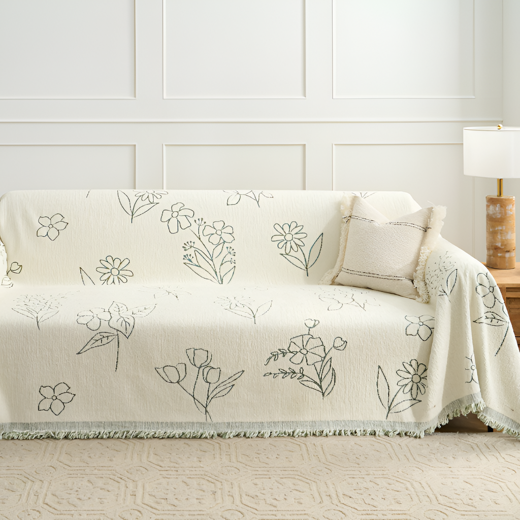 Manta decorativa floral para sofá - Estilo botánico