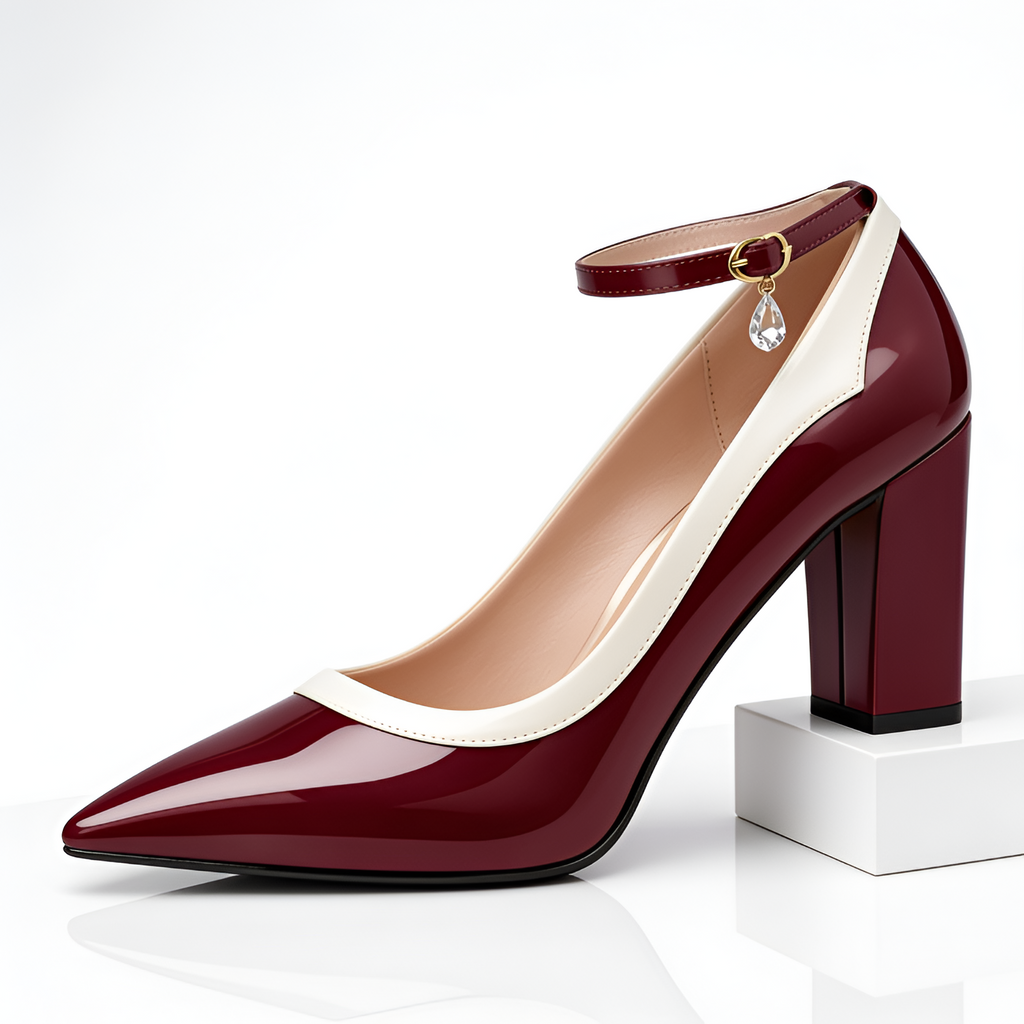Zapatos De Tacón De Bloque Con Correa Al Tobillo Para Mujer - Ropa De Oficina