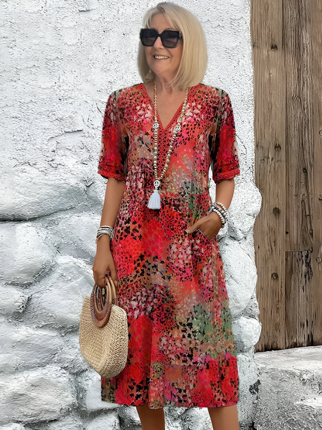 Vestido Midi Floral para Mujer - Fiesta en el Jardín de Primavera