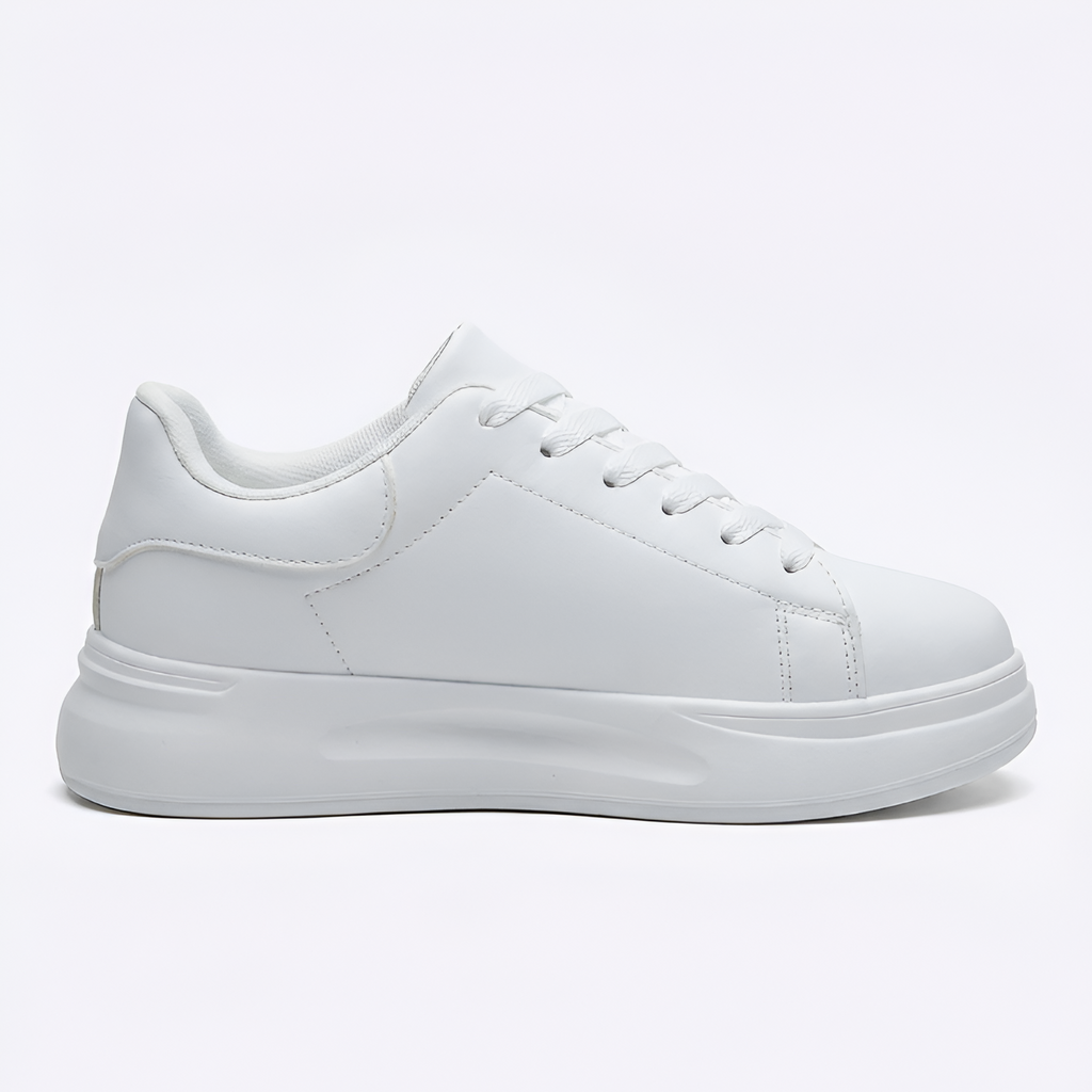 Zapatillas Deportivas Blancas Lisas con Cordones para Mujer - Brunch de Fin de Semana