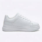 Zapatillas Deportivas Blancas Lisas con Cordones para Mujer - Brunch de Fin de Semana