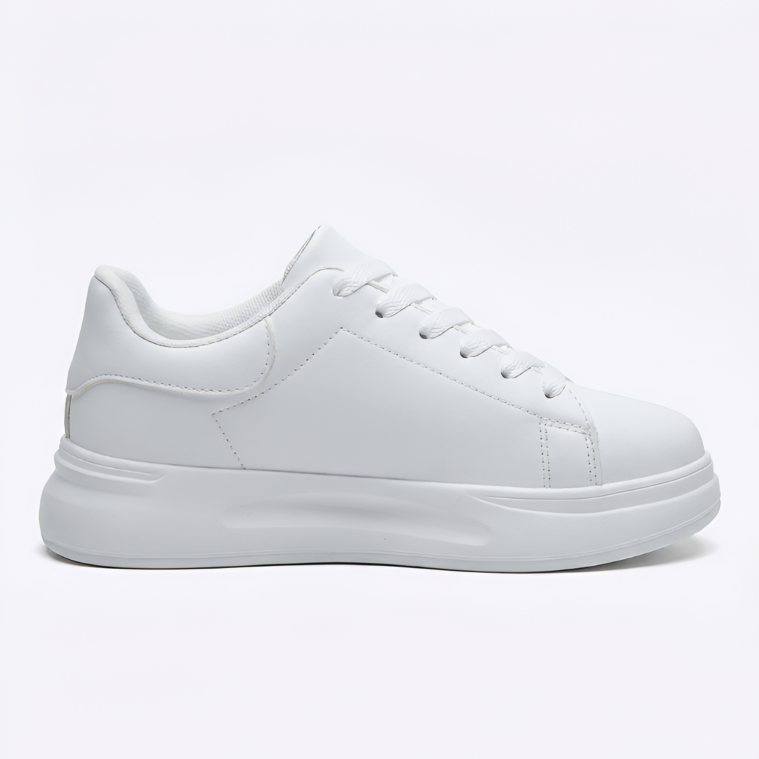 Zapatillas Deportivas Blancas Lisas con Cordones para Mujer - Brunch de Fin de Semana