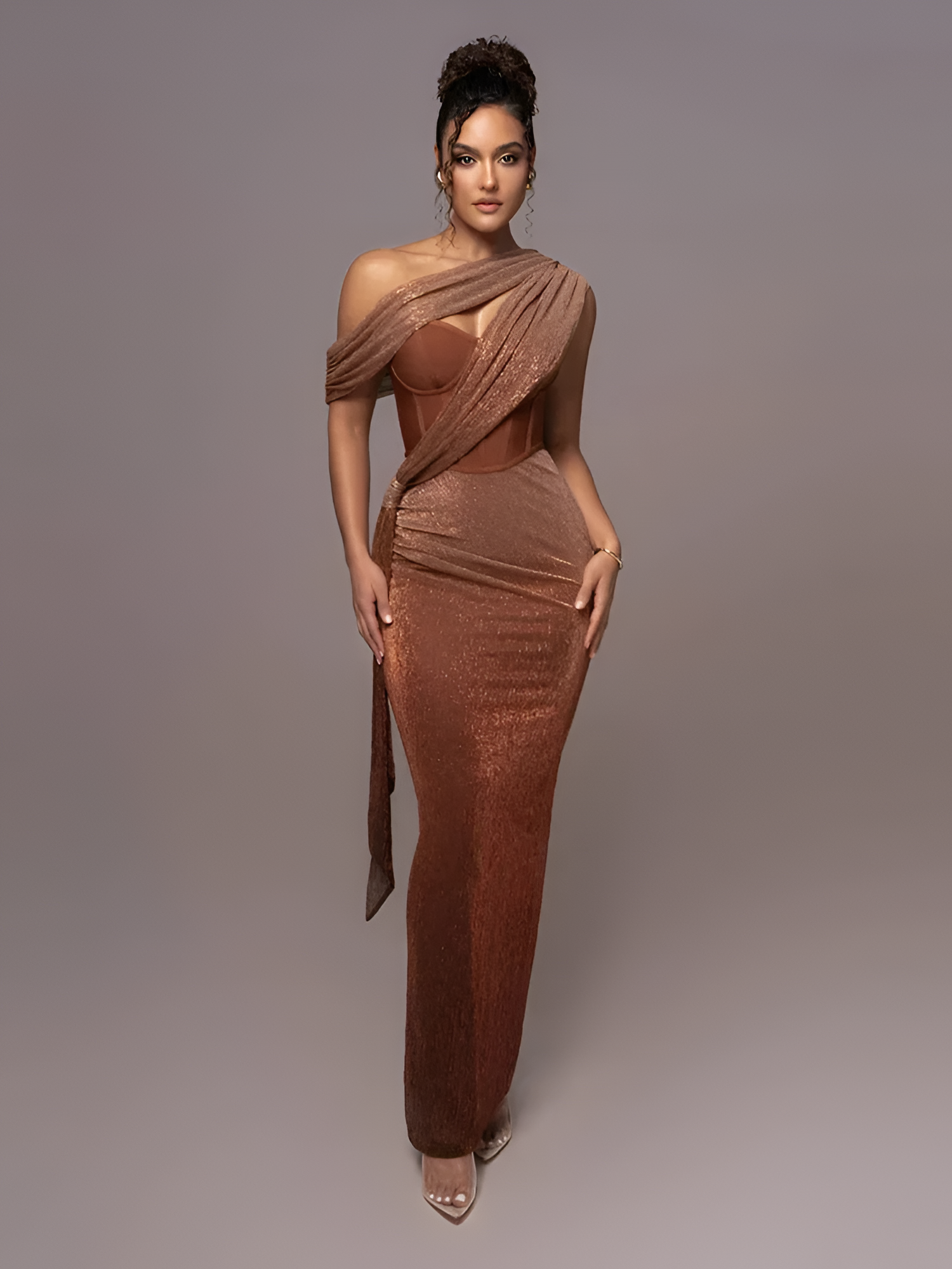 Vestido Maxi De Un Hombro Para Mujer - Invitada De Boda