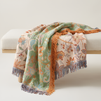 Manta floral Boho para sofá - Manta de algodón