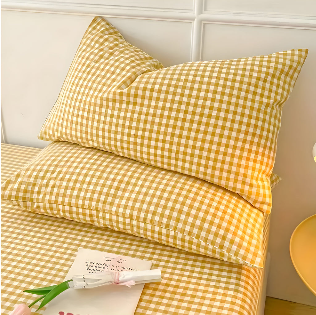 Funda de Almohada a Cuadros – Funda Suave de Algodón