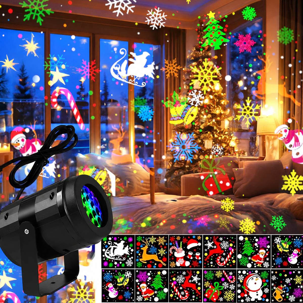 Proyector LED Giratorio con 16 Patrones Navideños