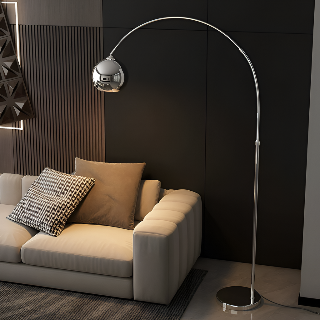 Lámpara de Pie de Arco Angulada Minimalista - Ajustable