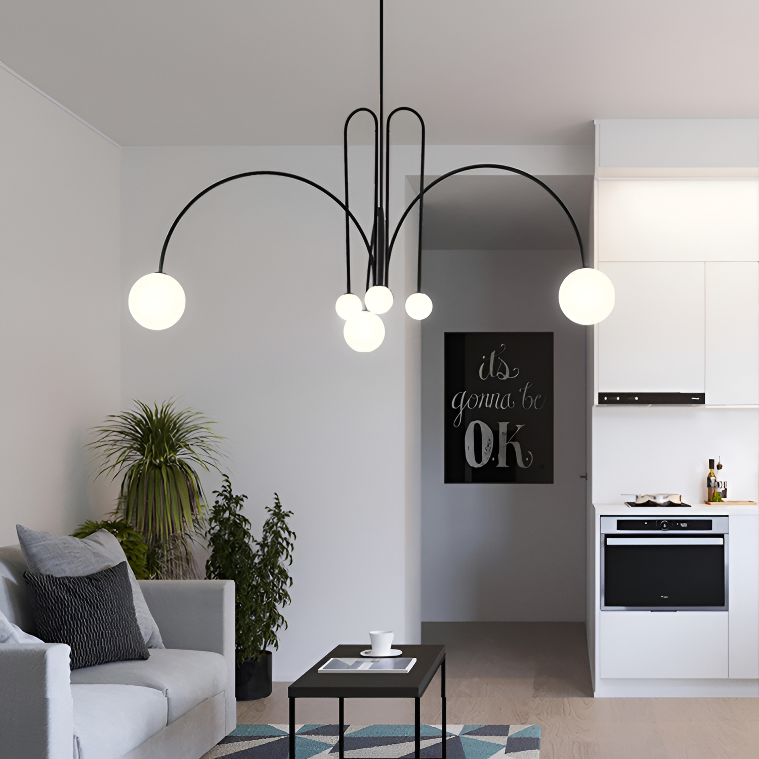 Curva Araña Suspensión Escultural - Minimalista