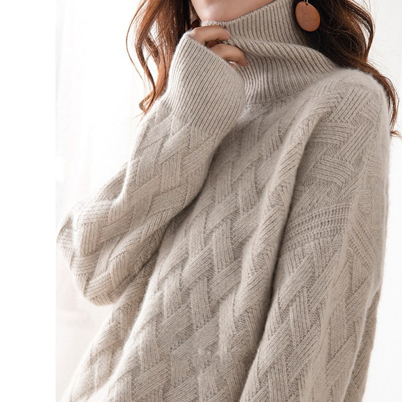Jersey de cachemir de cuello redondo en color beige