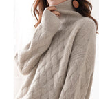Jersey de cachemir de cuello redondo en color beige
