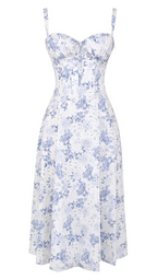 Vestido Midi Corte Línea A Para Mujer - Fiesta De Primavera En El Jardín