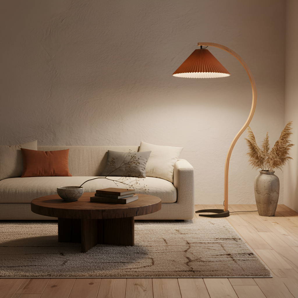 Lámpara de Pie de Arco Minimalista - Plisada