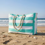Bolsa de Lona a Rayas para Viaje y Playa - Amplia