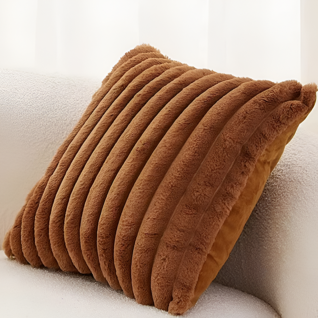 Cojín Decorativo con Relieve - Estilo Neutro Estriado