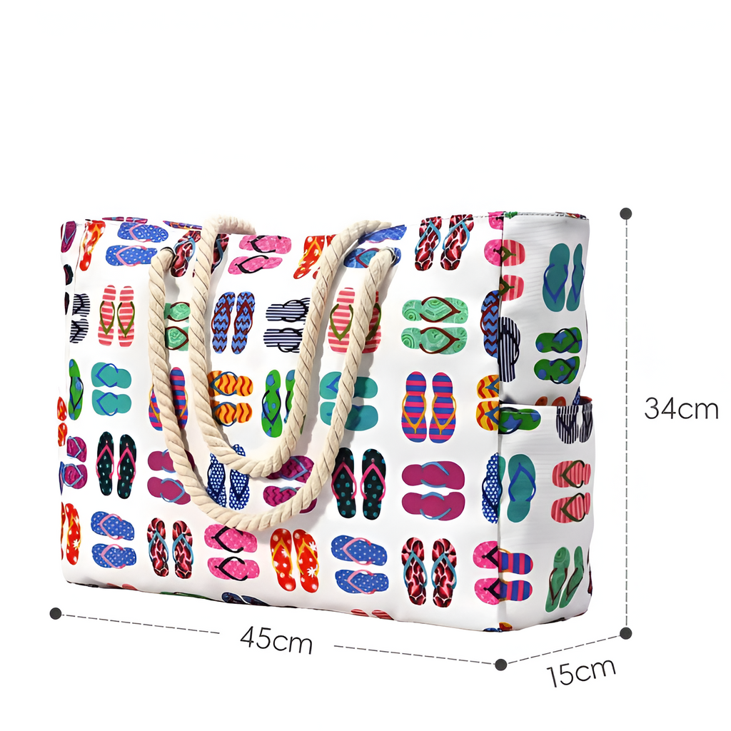 Bolsa de Lona a Rayas para Viaje y Playa - Amplia