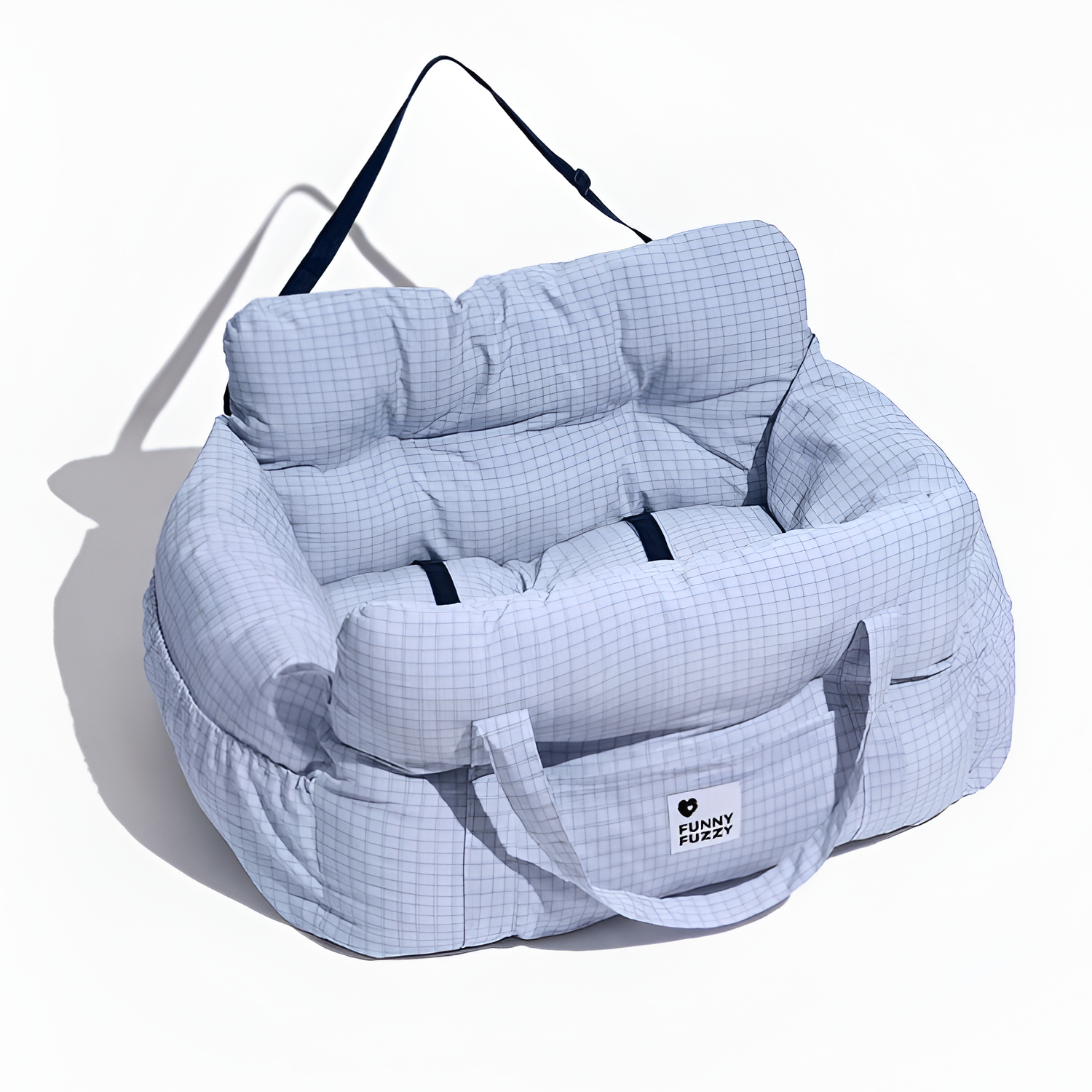 Asiento Elevador Portátil de Cuadros para Mascota - Cama de Viaje