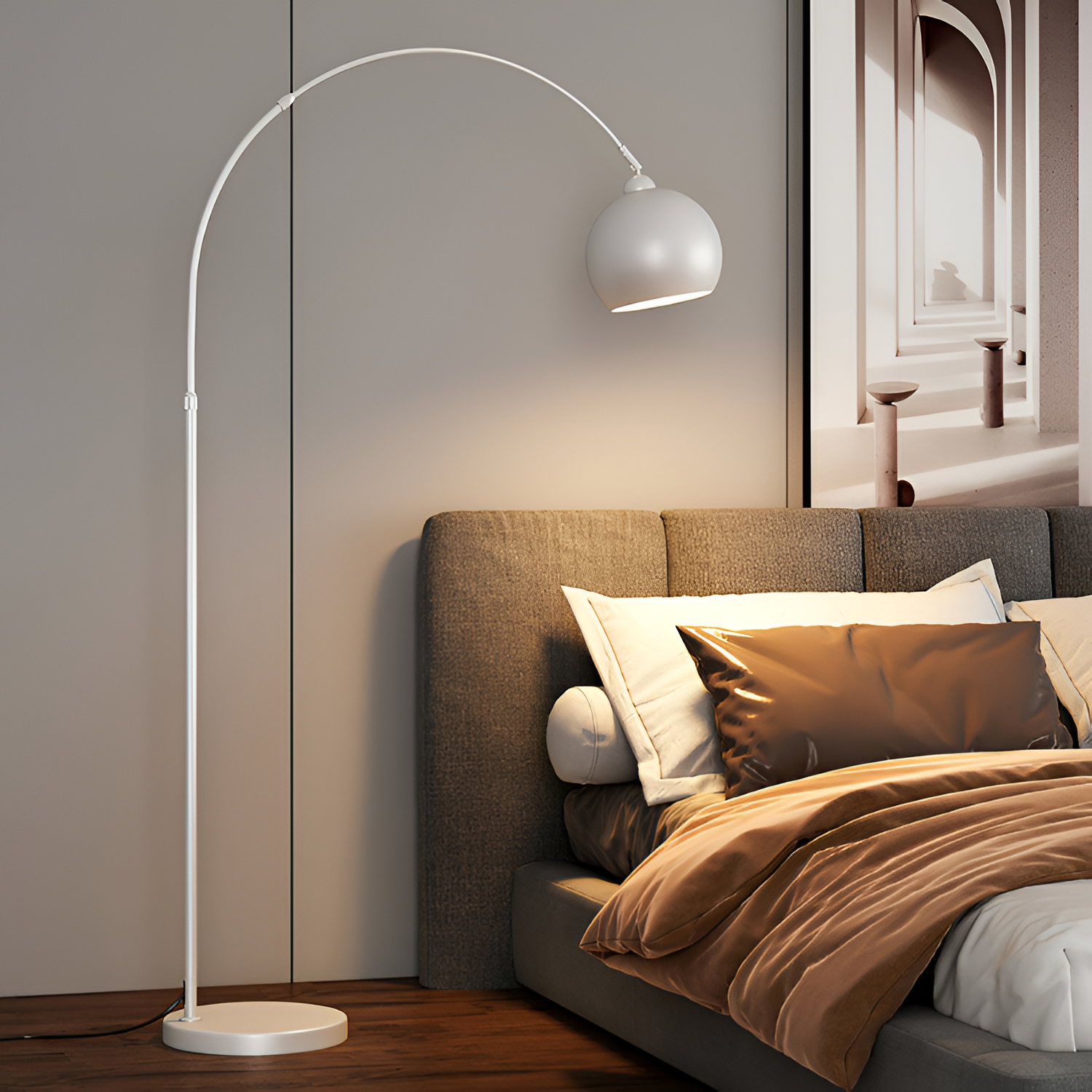 Lámpara de Pie de Arco Angulada Minimalista - Ajustable