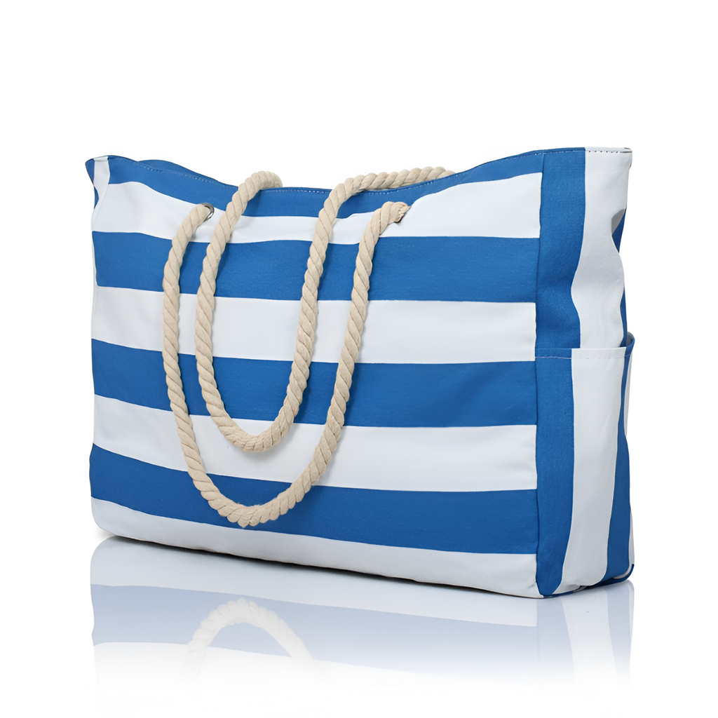 Bolsa de Lona a Rayas para Viaje y Playa - Amplia