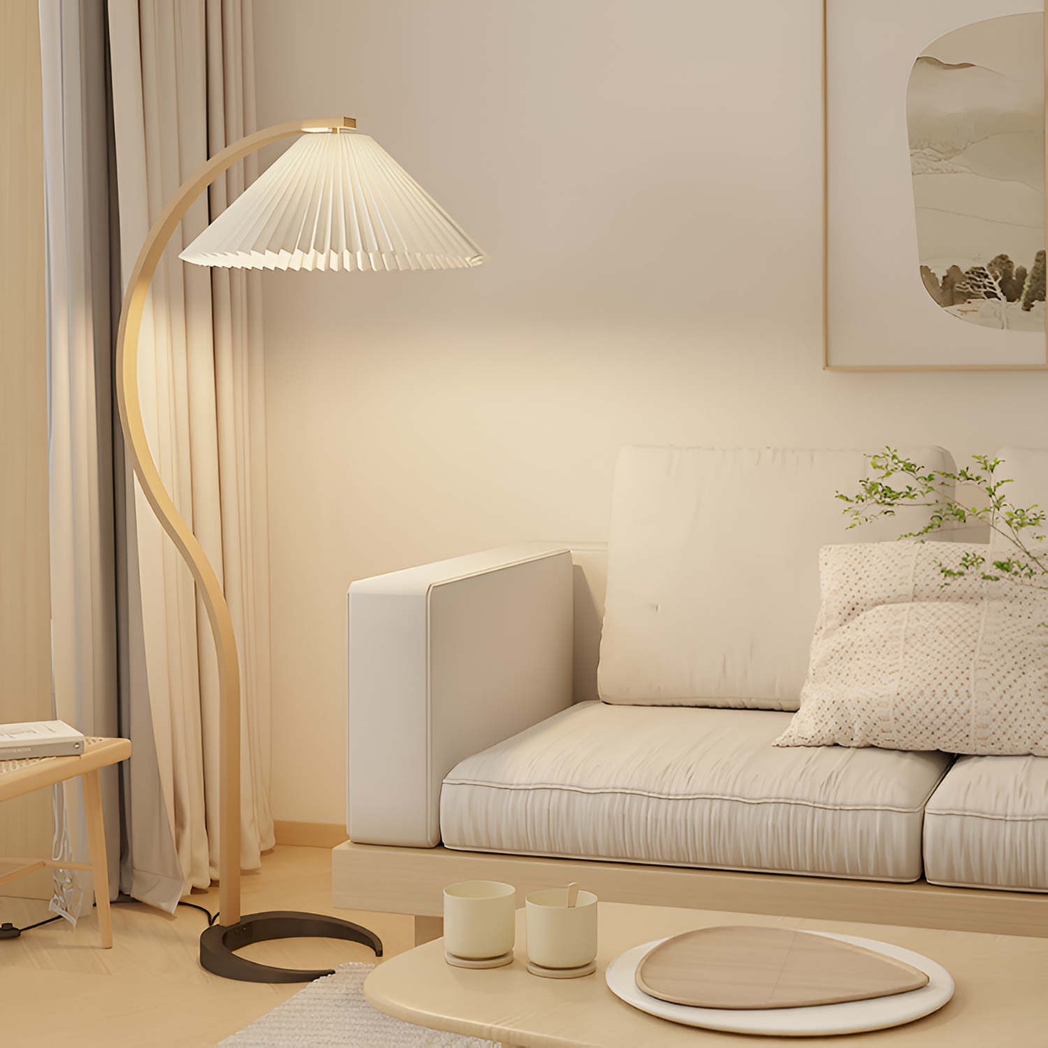 Lámpara de Pie de Arco Minimalista - Plisada