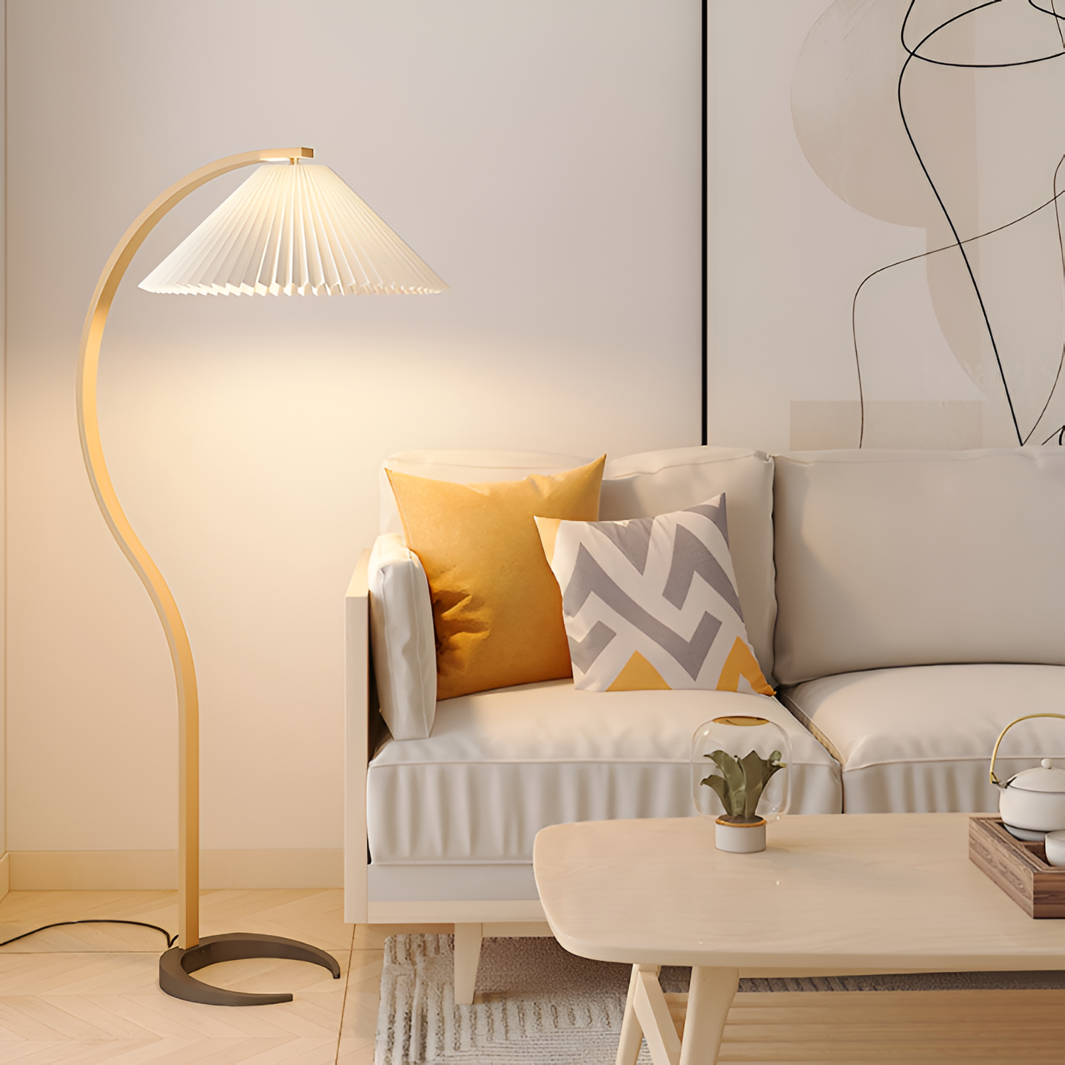 Lámpara de Pie de Arco Minimalista - Plisada