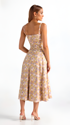 Vestido Midi Corte Línea A Para Mujer - Fiesta De Primavera En El Jardín