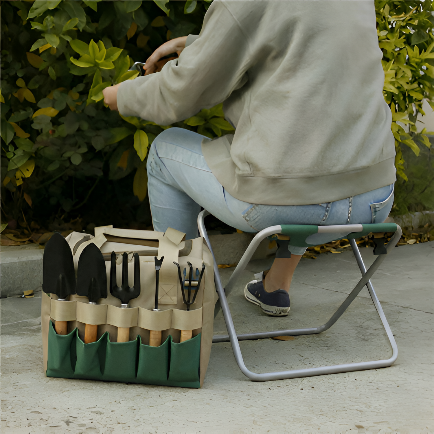 Taburete Plegable Portátil de Jardín - Bolsa Desmontable