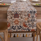 Camino de Mesa con Patrón de Aves y Flores - Acento Decorativo para Comedor