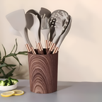 Set de Utensilios de Cocina Beige - Con Mango Efecto Madera