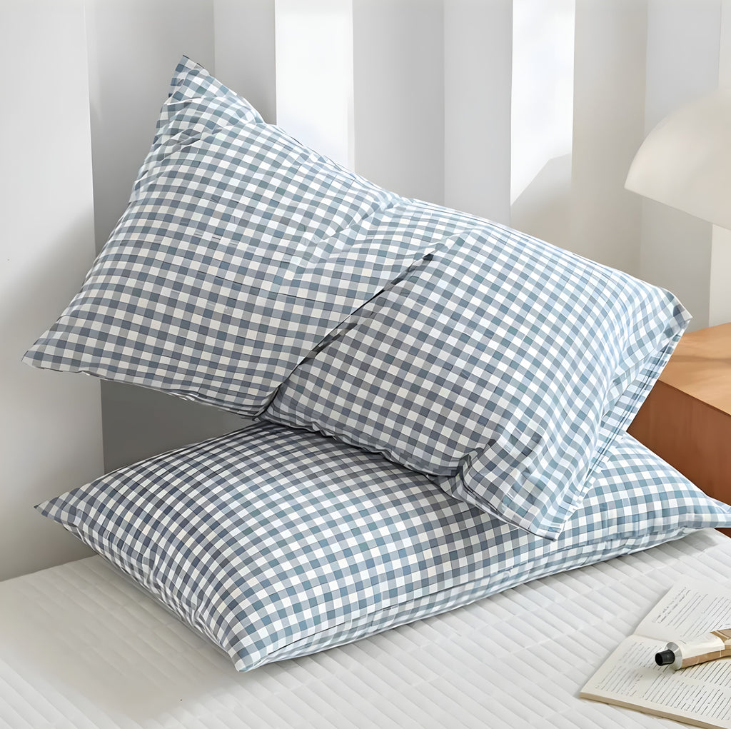 Funda de Almohada a Cuadros – Funda Suave de Algodón