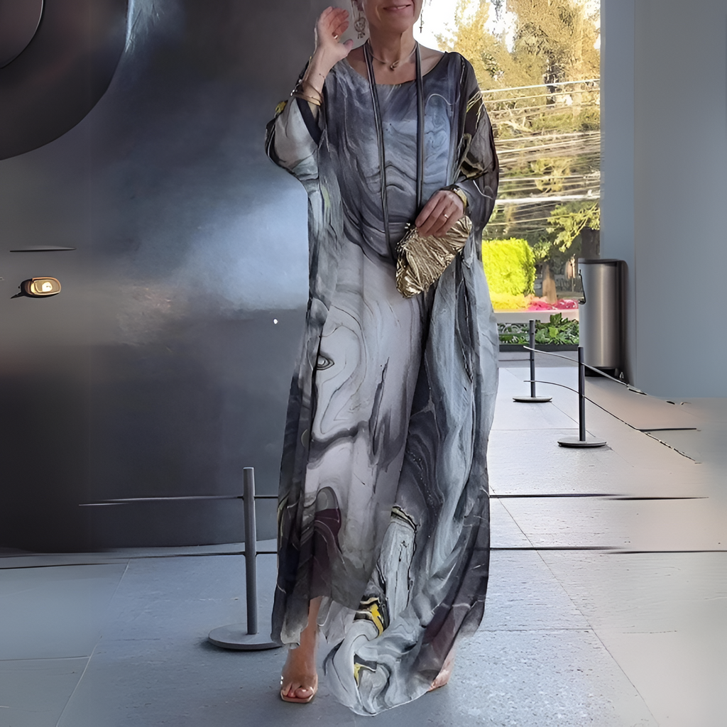Vestido Largo Holgado Con Estampado Gráfico Para Mujer - Invitado a Una Boda