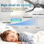 Ventilador de techo en tono madera con luz LED - Moderno